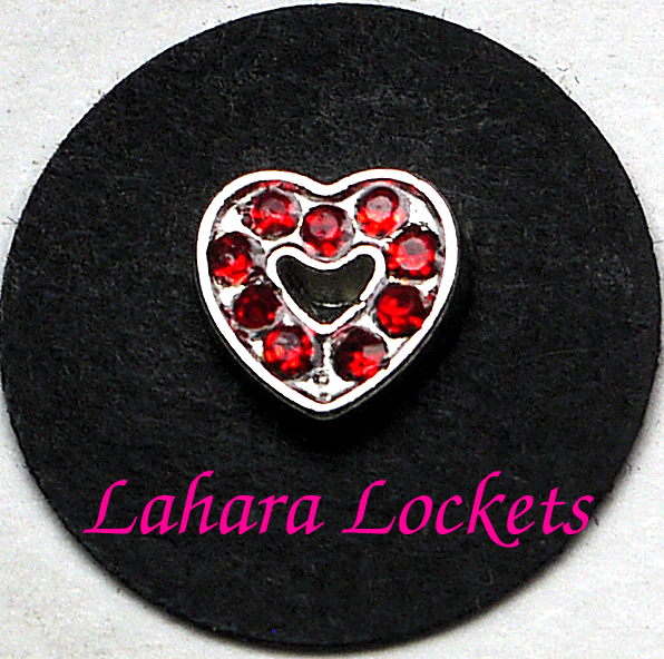 Heart Floating Charm, red gems – WIldflower Journeys + Lahara Lockets