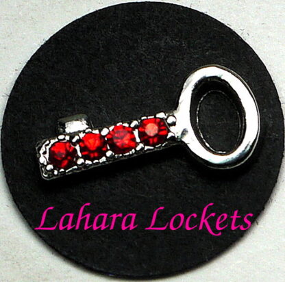 Key Floating Charm, with red gems – WIldflower Journeys + Lahara Lockets